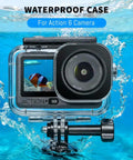 Waterproof Case For Osmo Action 6 Camera With Anti Fog Underwater Housing shown in clear acrylic with secure lock