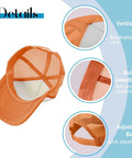 Stay Dry And Look Sharp In A Washed Distressed Womens Trucker Cap With Anti Sweat Band Low Profile Baseball Hat, adjustable orange cap, sweatband detail