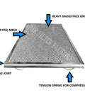 Compatible Replacement For Broan Nutone S99010430-002 99010430-002 4512880 Aluminum Mesh Grease Filter with labeled details