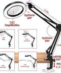 Desk Lamp With Built In 10X Magnifying Glass, 72 LED Lights, 1200 Lumens, Three Color Modes, Stepless Dimmer arm and rotation angles