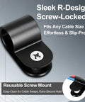 R Type 3/8 Inch Cable Clamps 100 Pack Black PA66 Nylon Wire Management Clips UC 2 Screw On Cord Fasteners
