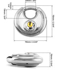 Beefy Heavy Duty Disc Lock With Three Eighths Inch Shackle, Steel Padlock for Storage Units, Moving Trailers, Sheds and Fences