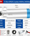 Heavy Duty CNC Milling Machine 5.5kw 380v Water Cooled Spindle with ER25 specifications and accessories details.