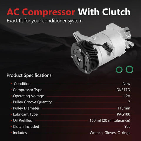 Fresh Drop In AC Compressor With Clutch Easy Direct Bolt On For Nissan Murano Maxima Pathfinder Quest 3.5L V6 2009 To 2015 Infiniti Jx35 Qx60 Heavy Duty Cooling Fix with specifications.