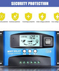 40A MPPT Solar Charge Controller For 12V 24V Systems With Auto Tracking LCD Display Dual USB Output shown with security features