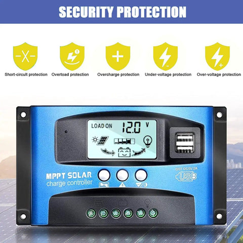 40A MPPT Solar Charge Controller For 12V 24V Systems With Auto Tracking LCD Display Dual USB Output shown with security features