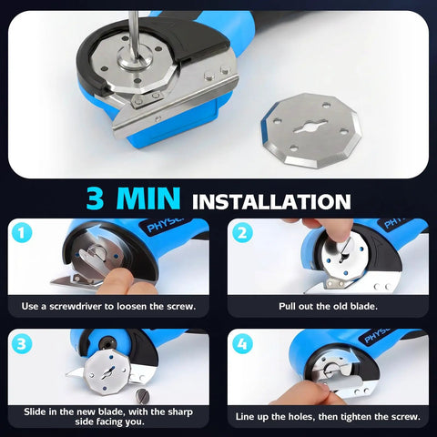 Heavy Duty Cordless Electric Box Cutter With Rechargeable 2000Mah Battery And Two Sharp Blades for easy blade installation process.