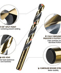 CaRoller 29-piece drill bit set in black-gold finish with 135° split point and HSS 4341 in an indexed storage case.