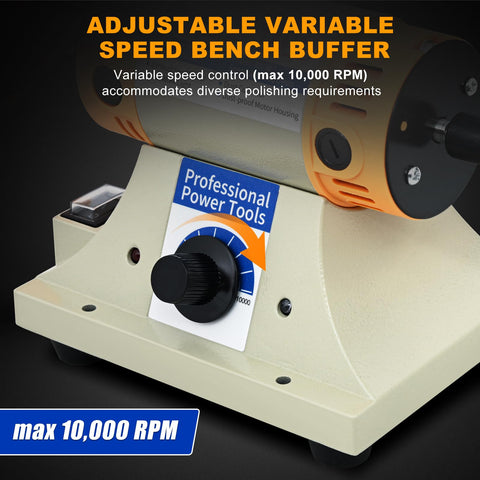 Close-up of All In One Adjustable Speed Jewelry Polisher With 350W Motor Pro Grade Multi Function Bench Lathe Polisher dial.