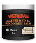 Image of 6 oz jar of beige Leather Recoloring Balm And Color Restorer For Couches Car Seats And Shoes Multipurpose Dye And Paint.