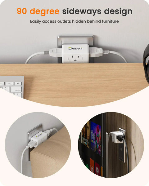 Two Prong To Three Prong Outlet Adapter Extender For Japan Travel And Home 3 AC Outlets Non Grounded Wall Plug Expander shown in use