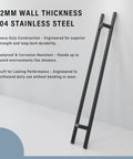 Offset Double Sided Door Pull Handle Built To Last In Matte Black 48 Inch Length 304 Stainless Steel Round Bar ladder style pull handle