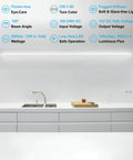 Under Cabinet LED Lights Kit With Six 12 Inch Bars Seamlessly Linkable Includes Adapter And Switch Ideal For Kitchen Cabinets Gun Safes Shelves And Display Cases 5000K Daylight 960 Lm High CRI 90 Plus Flicker Free Glare Free ETL Listed installed in modern kitchen