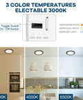Motion Sensor LED Ceiling Light With Adjustable 30s 180s Timeout, 1500 Lumens, 15W, Round Bronze Fixture, Three Color Temperatures selector