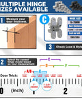 Infographic showing measurements and sizing for Hidden Door Hinge Set 0.63 By 2.76 Inch 2 Pack Built To Last Heavy Duty Invisible Hinges.