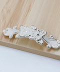 Ivory Decorative Cabinet Pull Handles Set Of 2 Zinc Alloy Flower Drawer Pulls for cabinets with vintage kitchen style design.