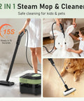 14 In 1 Multifunctional Steam Cleaner Mop With Handheld Steamer Mode For Deep Home Dirt Removal On Hardwood Tile And Carpet Chemical Free Sanitation For Kitchen Bathroom Car Upholstery Cleaning Solution in use, cleaning dog mess on hardwood floor.