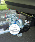 Three Eighths Inch Trailer Hitch Pin Two Pack used on a utility trailer showing secure coupler connection, zinc-plated rust-resistant
