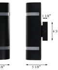 Outdoor Wall Light Sconce 2 Pack Black Waterproof D Shaped Mount Modern Dope Exterior Lighting For Garden And Patio Up And Down Frosted Glass Aluminum Alloy Finish Weatherproof Durable dimensions.