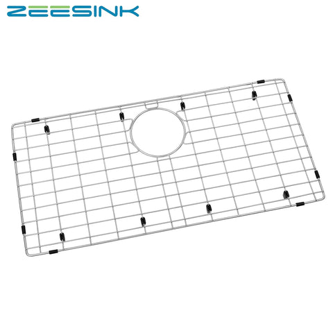 Heavy Duty Stainless Steel Sink Grid For Kitchen 27.5 By 13.5 Inches Keeps Sink Scratch Free Rear Drain Design Corrosion Resistant