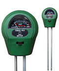 Front and side view of Soil Tester 3 In 1 Moisture Meter Light And pH Meter for home garden, indoor and outdoor use, with easy button mode.