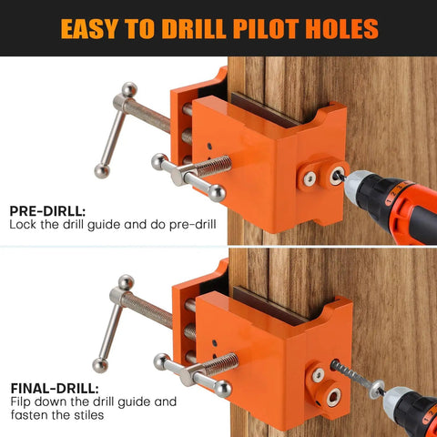 Dead Straight Cabinet Installation Clamps For Zero Sweat Face Frame Alignment adjusting for pre-drilling pilot holes in wood.