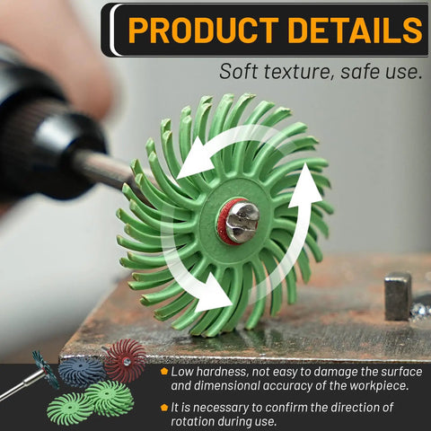 76 Piece 1 Inch Radial Bristle Disc Kit With One Eighth Inch Shank For DIYers Using Rotary Tools Detail Abrasive Brush
