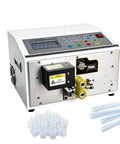 Sciolix Automatic Heat Shrink Tube Cutter Machine With Digital Length Setting and Precision Cutting Head for Stable Consistency From Zero To Nine Thousand Nine Hundred Ninety Nine Point Nine Millimeters One Hundred Ten Volt Power Supply with tubes.