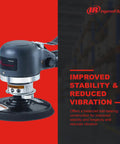 Dual Action 6 Inch Angle Air Sander With Quiet Orbit And Side Exhaust For Smooth Swirl Free Finishes displayed in a workshop