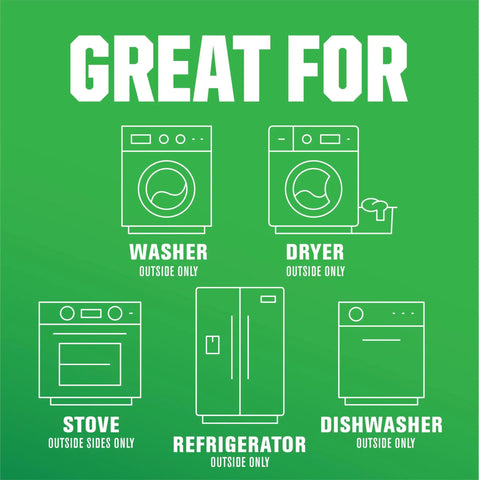 Fast Dry Appliance Touch Up Paint With Specialty Brush Bottle For White Interiors Easy Fix Scratches On Metal Porcelain And Enamel Appliances Durable Acrylic Lacquer Finish Dries To Touch In Minutes Covers A Quarter To A Half Square Foot Per Bottle Pack info shows uses for washer, dryer, stove, refrigerator, dishwasher