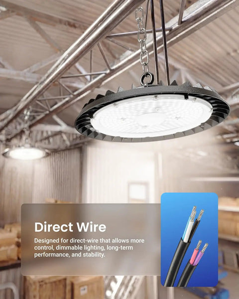Badass 200W Led High Bay Produces Hella Bright 29000 Lumens At 4000K with direct wire support and aluminum body.