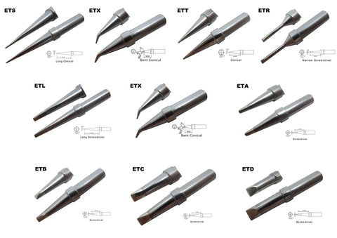 Pro Grade 10 Piece Soldering Tips Set For We1010 We1010Na WES51 WES50 WESD51 PES51 PES50 LR21 LR20 with various tip shapes