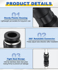 Product details for Two Pack Pneumatic Straight Fittings Push To Connect Tube To Tube Union Black Plastic Quick Connects