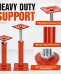 Heavy Duty House Leveling Floor Jacks Set Of Four Adjusts From Eleven To Sixteen Inches Handles Up To Eleven Thousand Pounds, steel construction with adjustment feature.