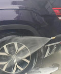 Black car being cleaned with Adjustable Length High Power Washer Gun 5000 PSI With Foam Cannon And Quick-Change Nozzles.