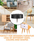 Heavy Duty Screw On Furniture Rubber Feet 32 Pack Anti Slip Floor Protectors for Chair Legs with various chair styles in background