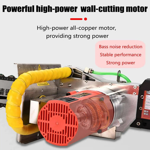 Powerful high-power wall-cutting motor of High Torque Electric Concrete Wall Saw Featuring Built Like A Tank Diamond Chain Blade.