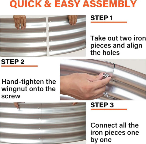 Instructions for assembling Beefy 60 Inch Galvanized Steel Fire Pit Ring Raised 12 Inch Heavy Duty Wood Burning Campfire Ring.