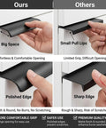 Comparison of 6 Pack 3 Inch Self Adhesive Cabinet Handles Pulls Matte Black Aluminum Alloy vs sharp edge cabinet pulls