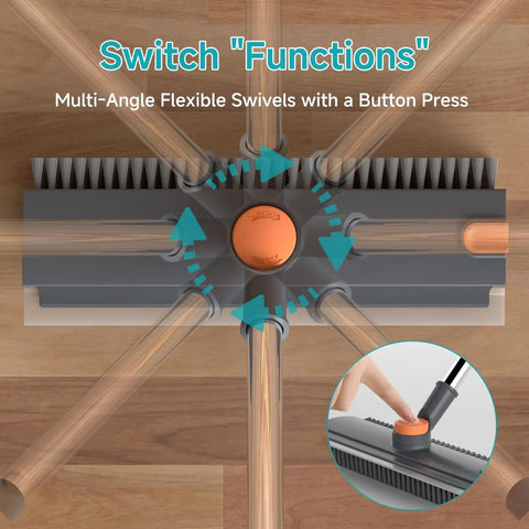Top view of the 3 In 1 Floor Scrub Brush With Long Adjustable Handle Heavy Duty Stiff Bristles And 90 Degree Design Squeegee and Tweezer
