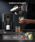 Black Countertop Nugget Ice Maker With Dispenser For Home Kitchen Bar Office Delivers 44 Lbs Per Day of Chewable Nugget Ice