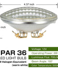 PAR36 LED Landscape Bulbs 6W 700 Lumens Warm White 3000K Low Voltage 12V AC DC for Outdoor Tractor Lighting, bulb details
