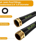 GUKOK garden hose with two brass connectors (3/4-inch swivel) and rubber washer; black hose with green logo