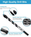 Ocasar 12Pcs masonry drill bit set; carbide-tipped twist bits for concrete and brick, 1/8 to 1/2 in