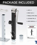 Rugged 8000 Pound Pipe Mount Tongue Jack With 15 Inch Lift And Adjustable Drop Leg Swivel Weld On Trailer Jack for RVs and trailers