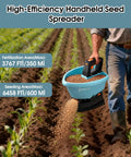 Handheld Electric Seed Spreader For Lawns Cordless 3L Capacity With 7.2V Battery 135 Degree Spread Angle in use on a farm