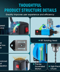 Details of Mini Benchtop Drill Press With 6 Speeds And 2800 RPM For Metal Wood And DIY Projects showing structure and controls.