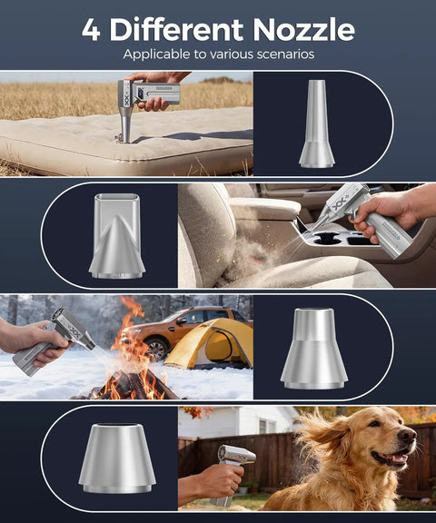Ultra Powerful 280000 RPM Electric Air Duster With Four Gear Adjustable Power LCD Screen And LED Light, four nozzles usage.