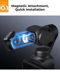 Effect Lens And ND Filter Kit For DJI Osmo Pocket 4/3 with magnetic attachment showing quick installation