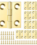 Ten Sets 1 Inch Gold Mini Brass Hinges With Screws For Jewelry Boxes DIY Projects Folding Butt Hinges For Boxes Gates Drawers And Furniture